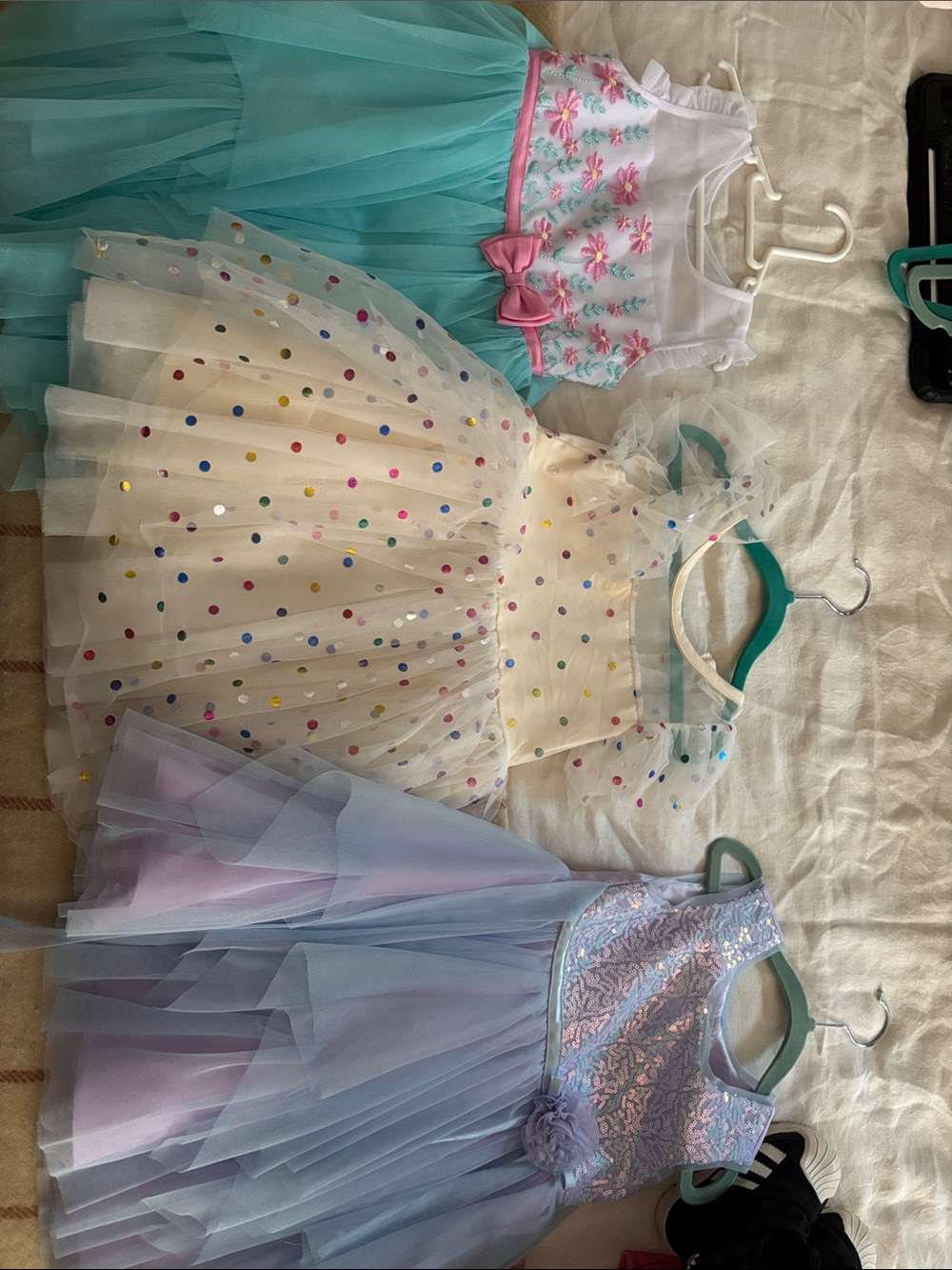 Girls' Pastel Tulle Party Dress - Lavender, Mint, Ivory